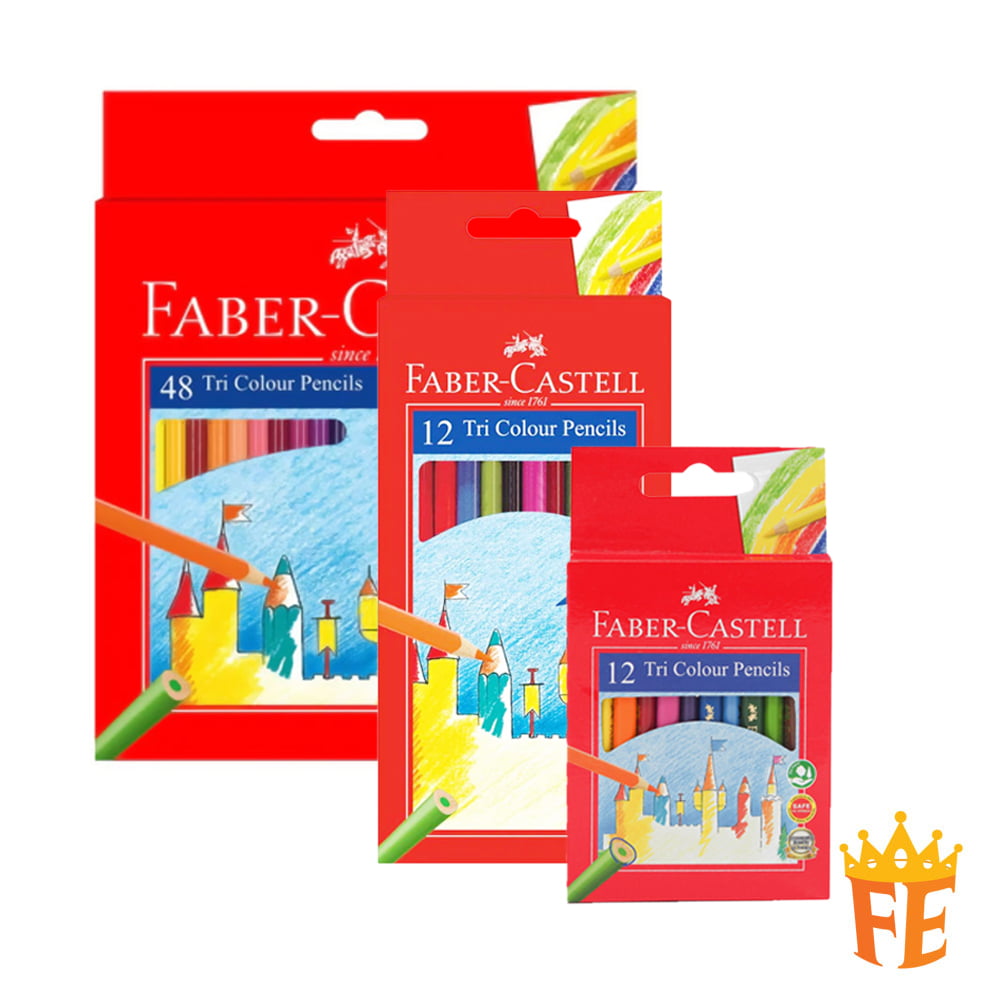 Faber Castell Tri Colour Pencils - Cardboard Box 12 / 24 / 36 / 48 Colours