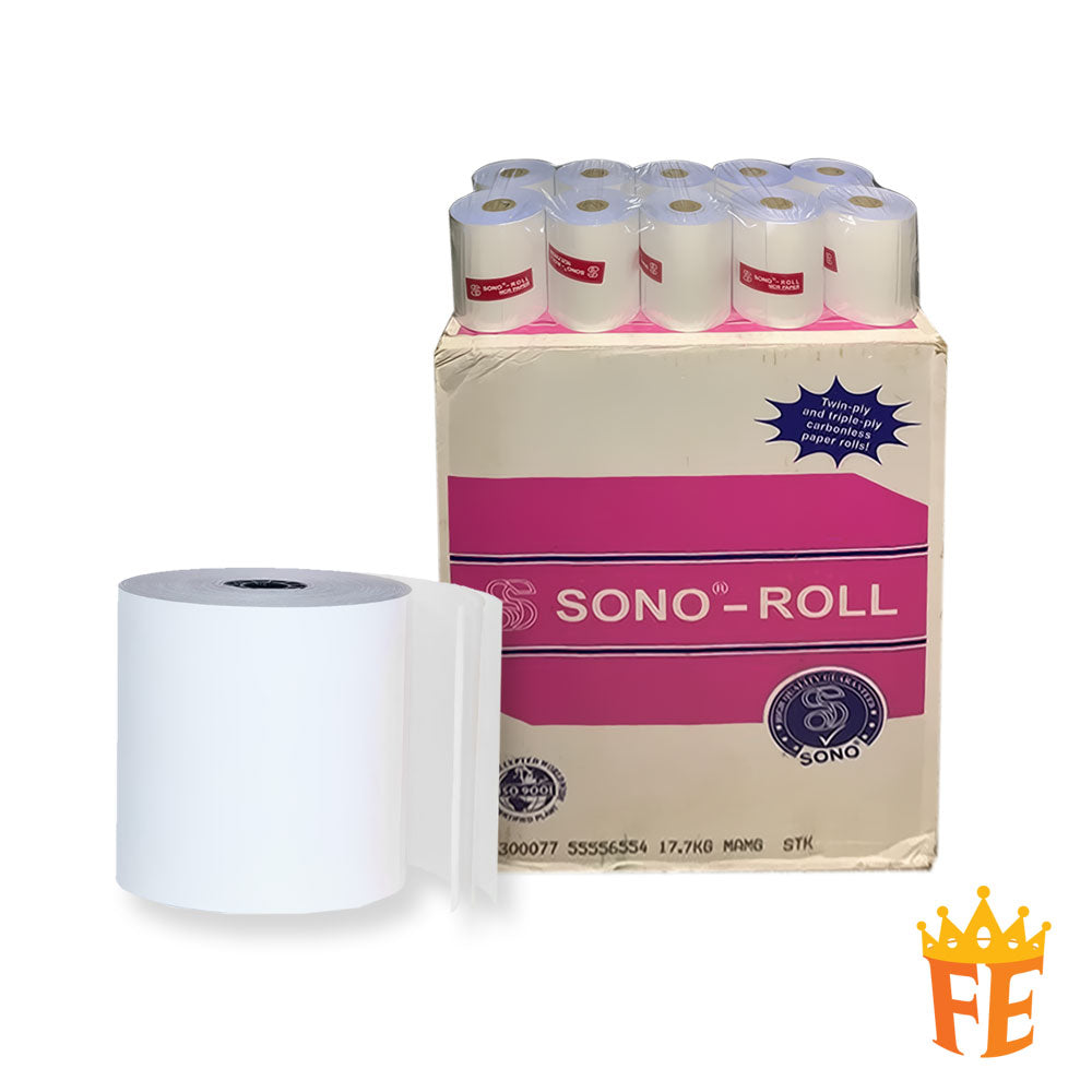 Sono-Roll 3 Ply NCR Paper Roll 76 x 65 x 12 1 Box Of 100 Rolls