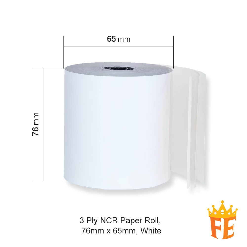 Sono-Roll 3 Ply NCR Paper Roll 76 x 65 x 12 1 Box Of 100 Rolls