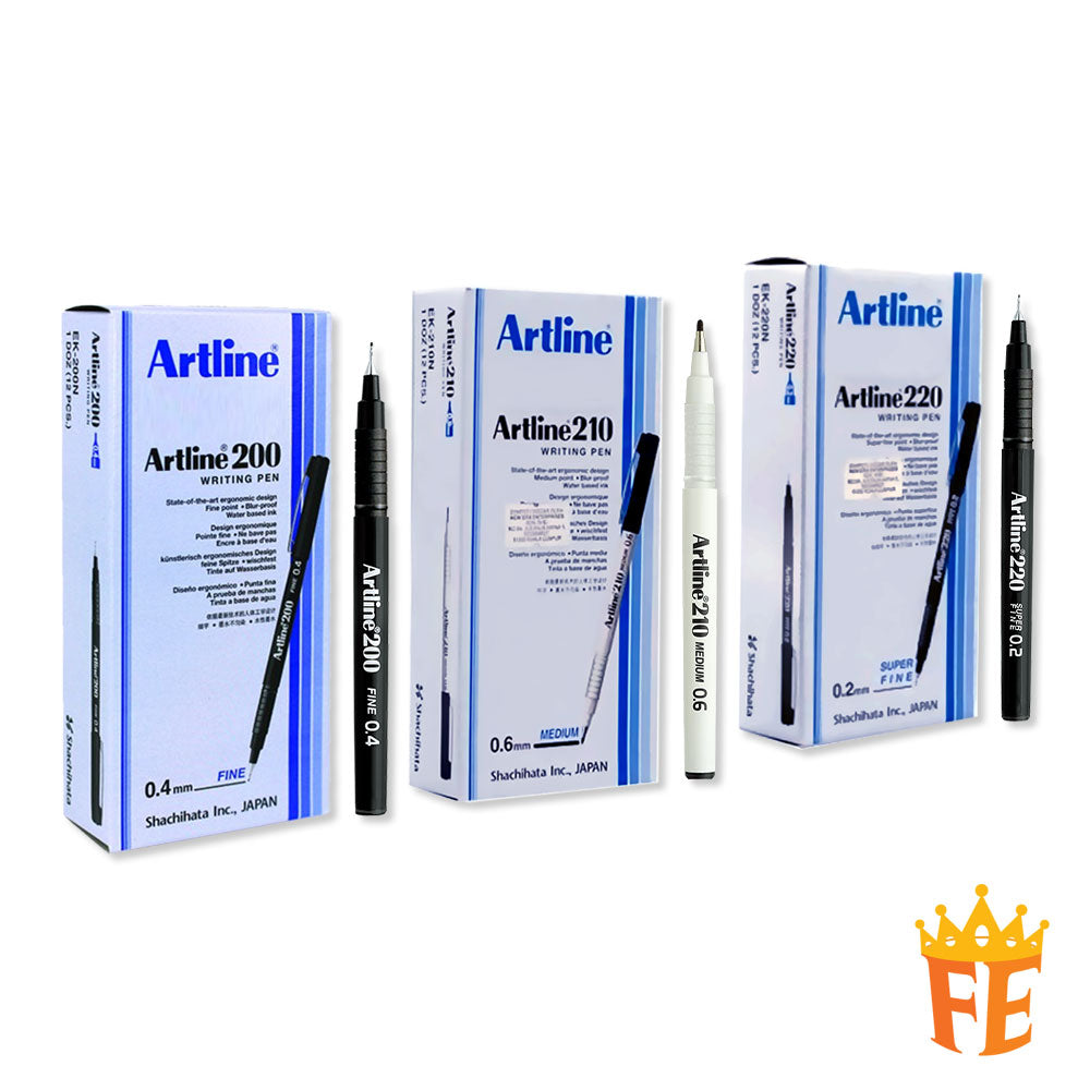 Artline Writing Pen Ek-200 / 210 / 220 Series Felt Tip All Colour