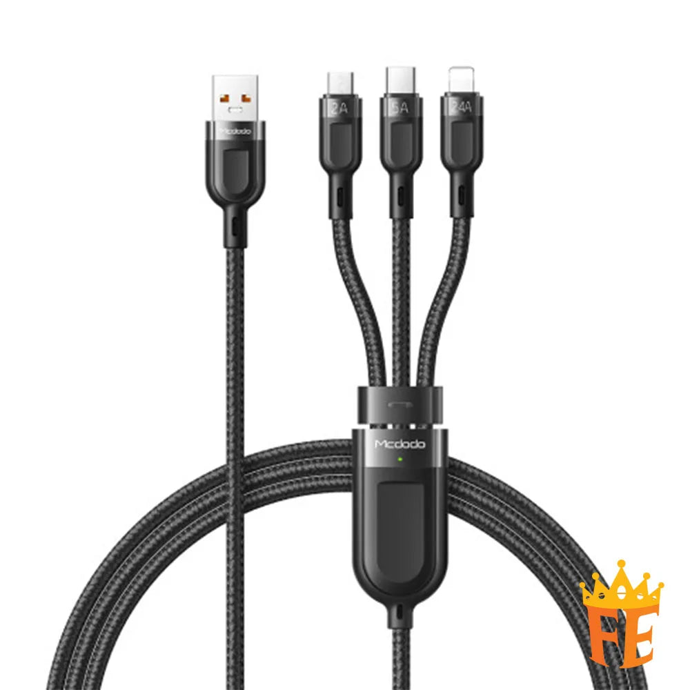 Mcdodo 3 in 1 5A Super Fast Charging Cable 1.2M Black CA-8790