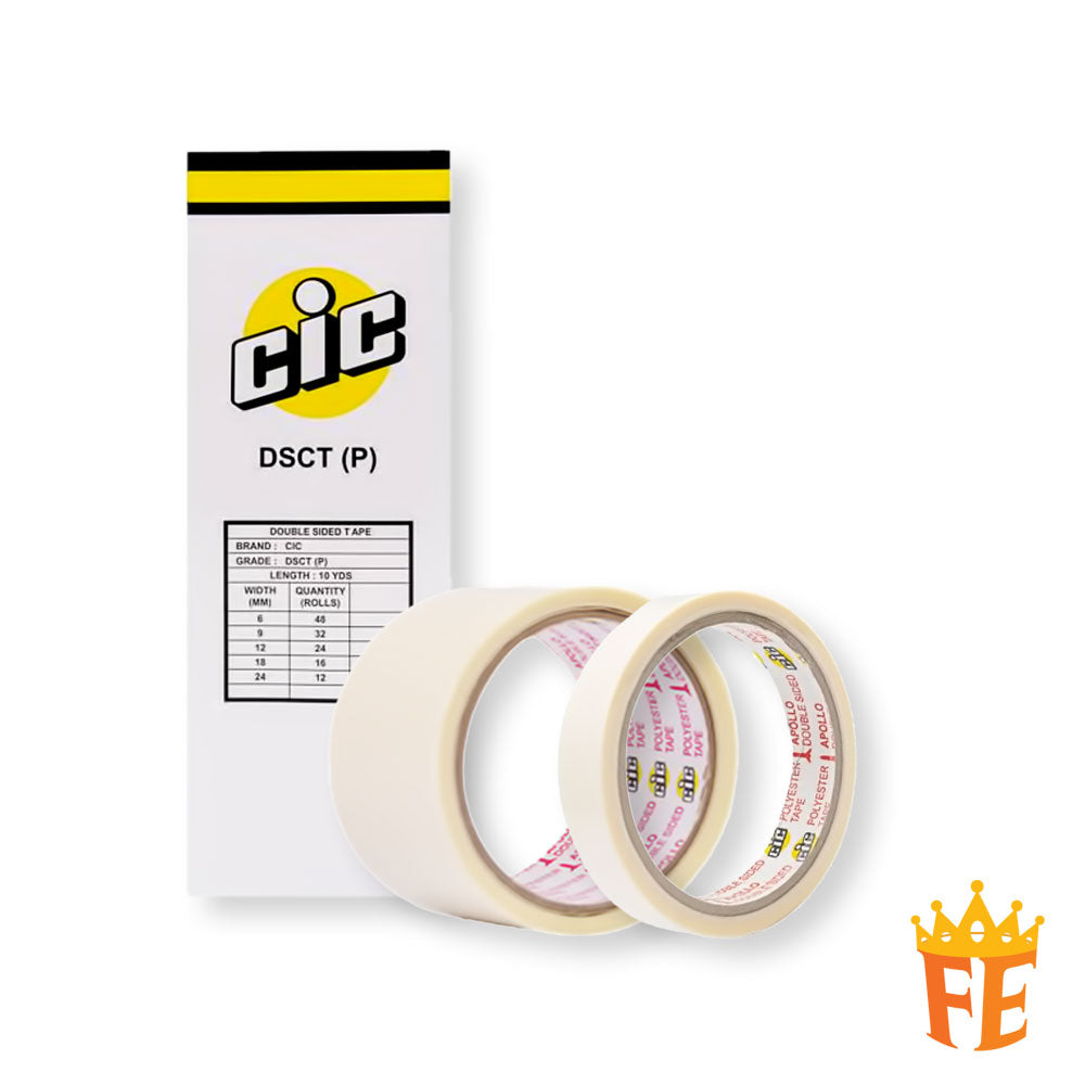 CIC Double Side Polyester Tape (9.15meter) All Size (Sold in Cartons)