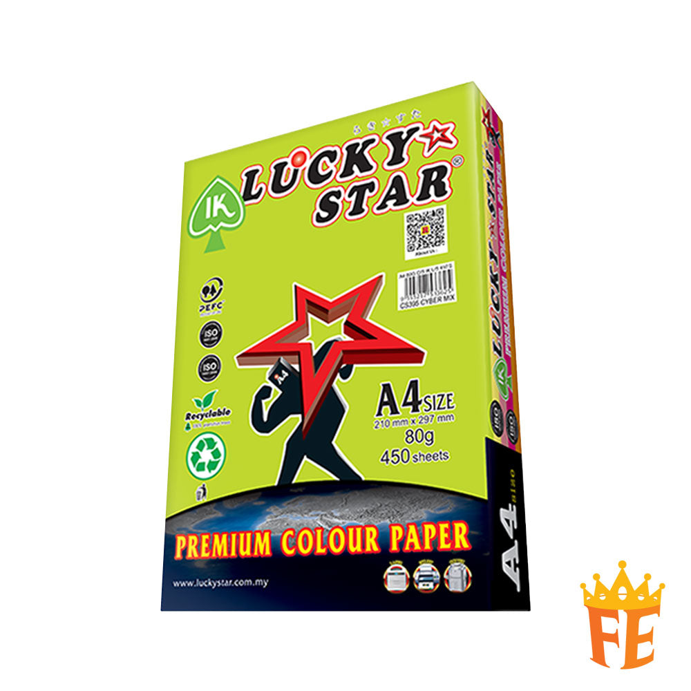 Lucky Star A4 Colour Simili Paper 80gsm 450 Sheets All Colour