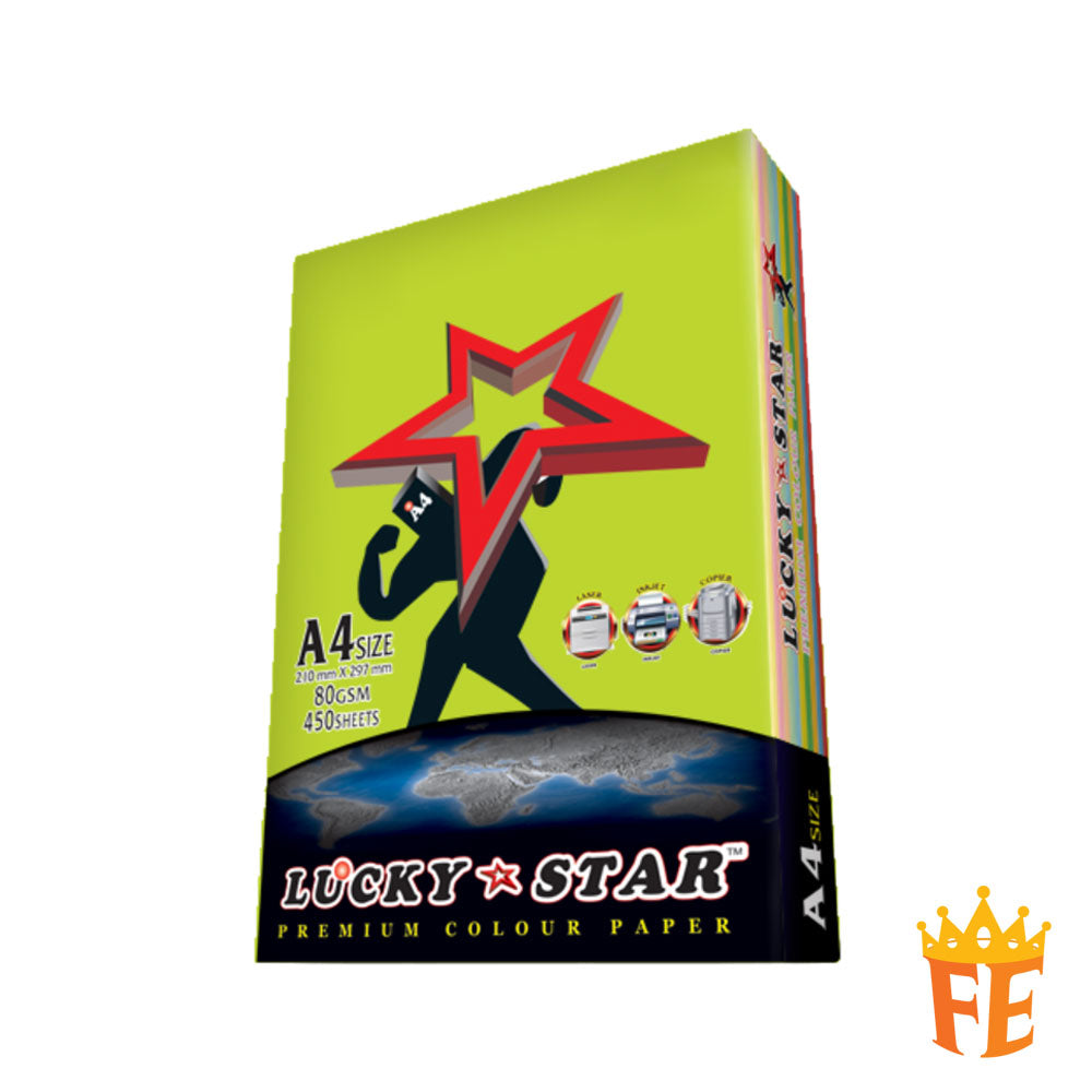 Lucky Star A4 Colour Simili Paper 80gsm 450 Sheets All Colour