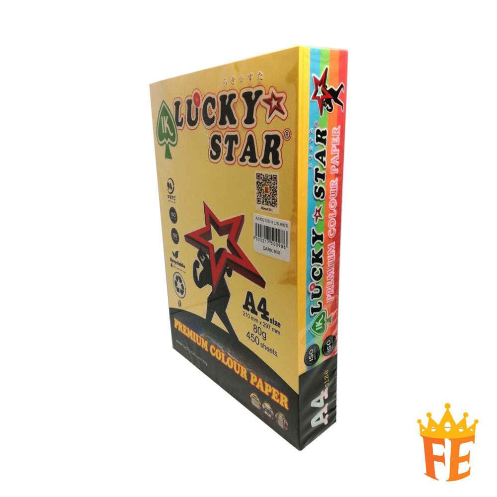 Lucky Star A4 Colour Simili Paper 80gsm 450 Sheets All Colour