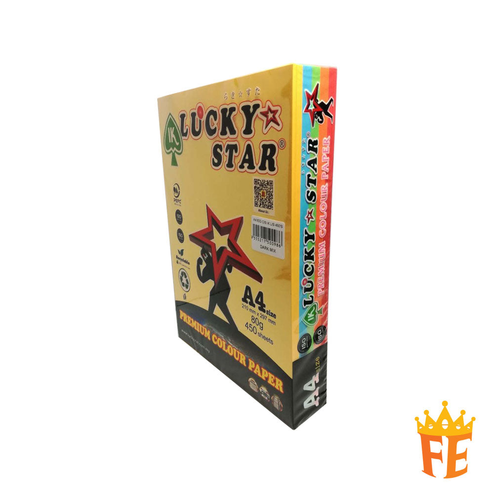 Lucky Star A4 Colour Simili Paper 80gsm 450 Sheets All Colour