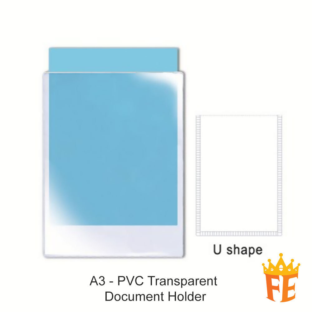 EMI PVC Transparent Document Holder 0.18mm L / C / U Shape Holder A5 / A4 / F4 / A3 / A2 / A1 Size