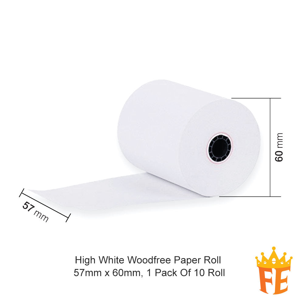 Sono-Roll High White Woodfree Paper Roll 57mm (Full Length) 1 Pack Of 10 Rolls