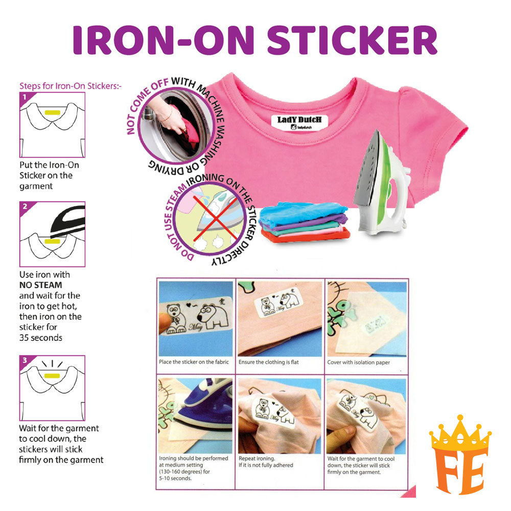 Iron on store sticker