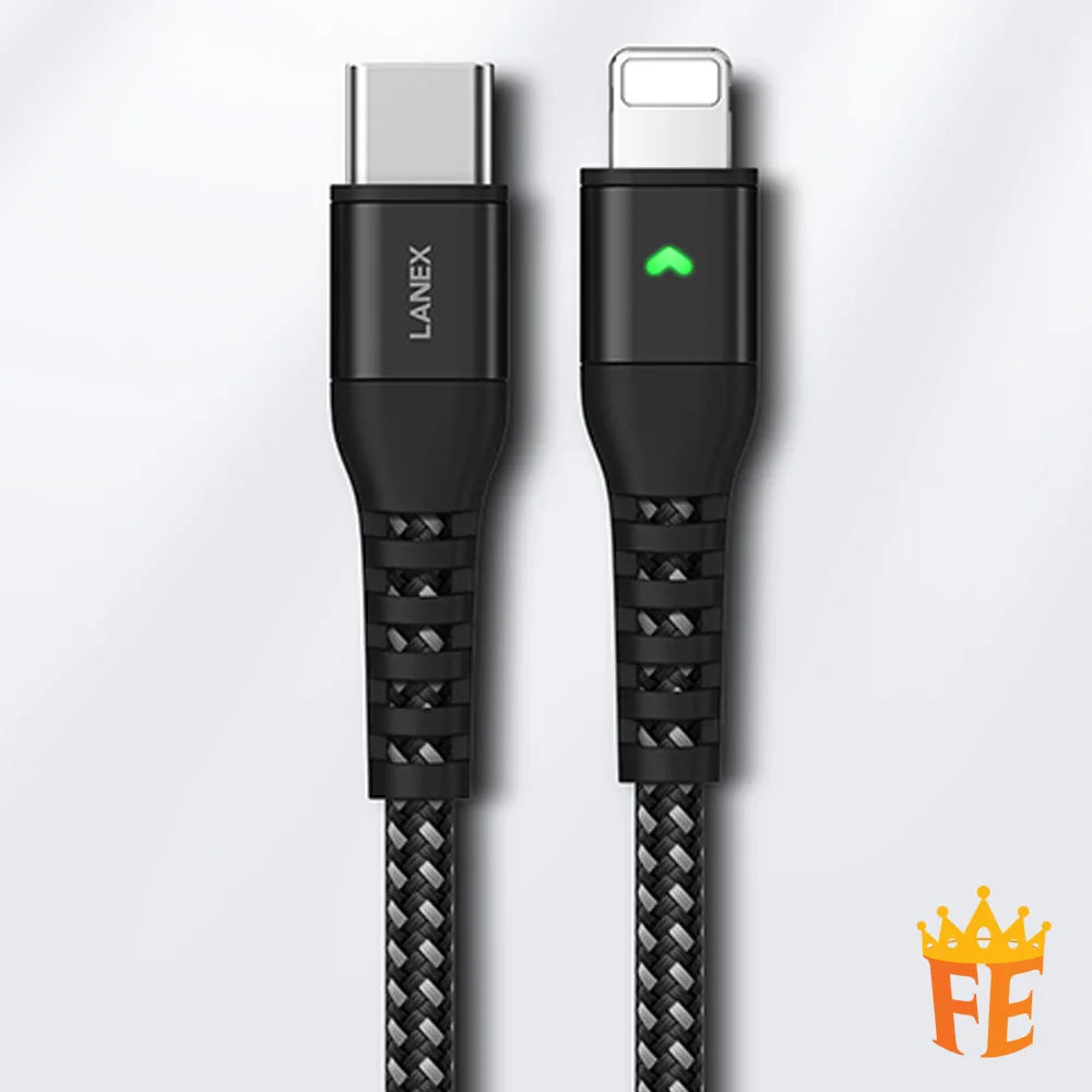 Lanex PD Type-C to Lightning Cable with Green heart LED indicator 1M Black LTC-P13CL