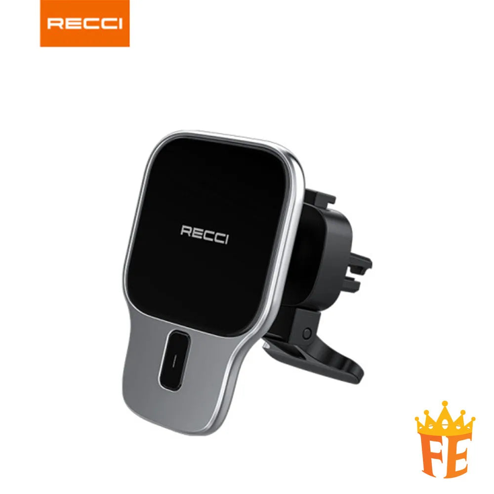 Recci 15W Magnetic Car Holder with Wireless Charging Black RHO-C15
