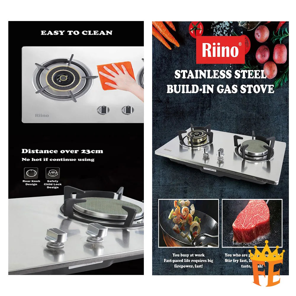 Riino 304 Stainless Steel Gas Stove Build-In / Tabletop Hybrid Gas Cooker - RN-GAS-XK202