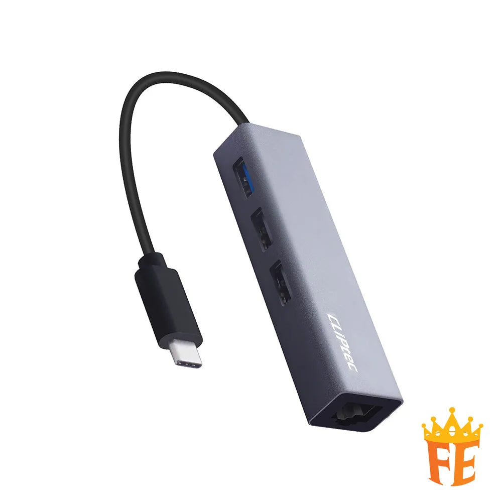 CLiPtec USB 3.1 Gen 1 + 2 Ports Hub with Ethernet Adaptor - ConLinx Grey RZH-630