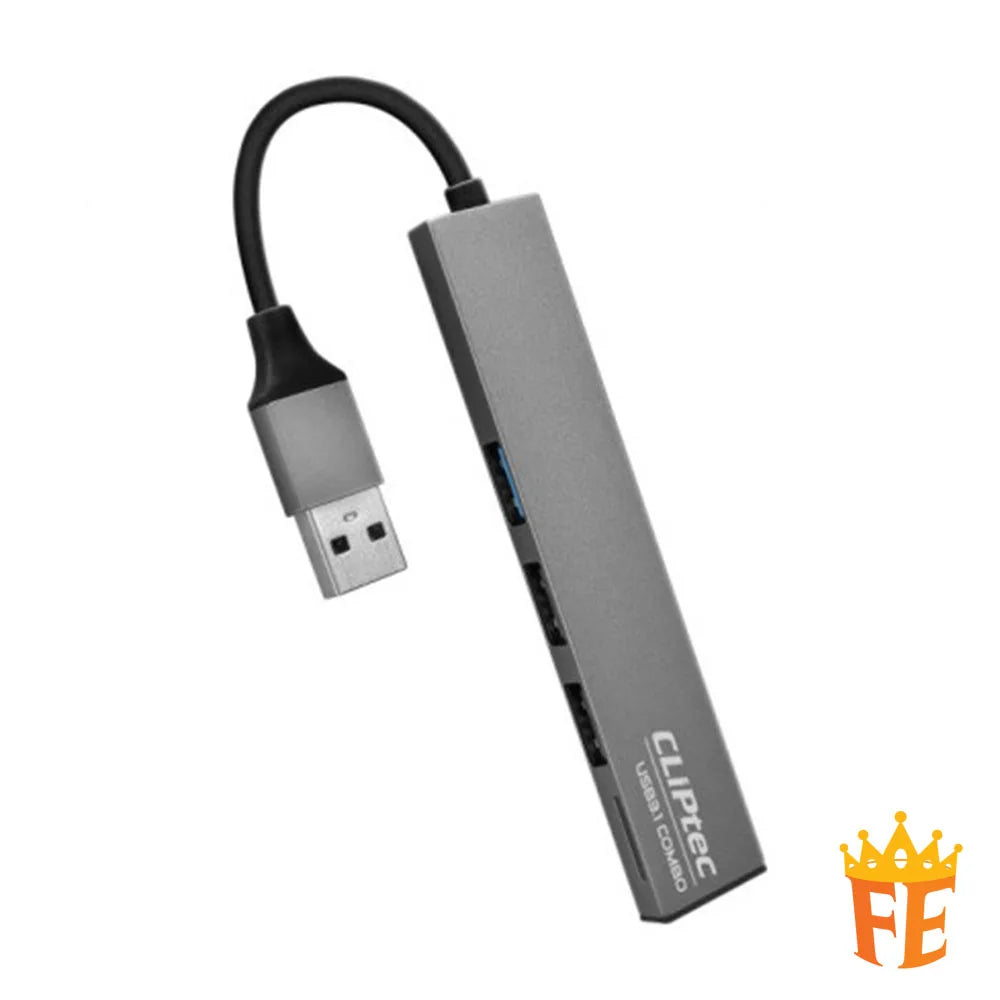 CLiPtec USB 3.1 3Ports Hub With Card Reader (Slim-Combo) Grey RZR-545