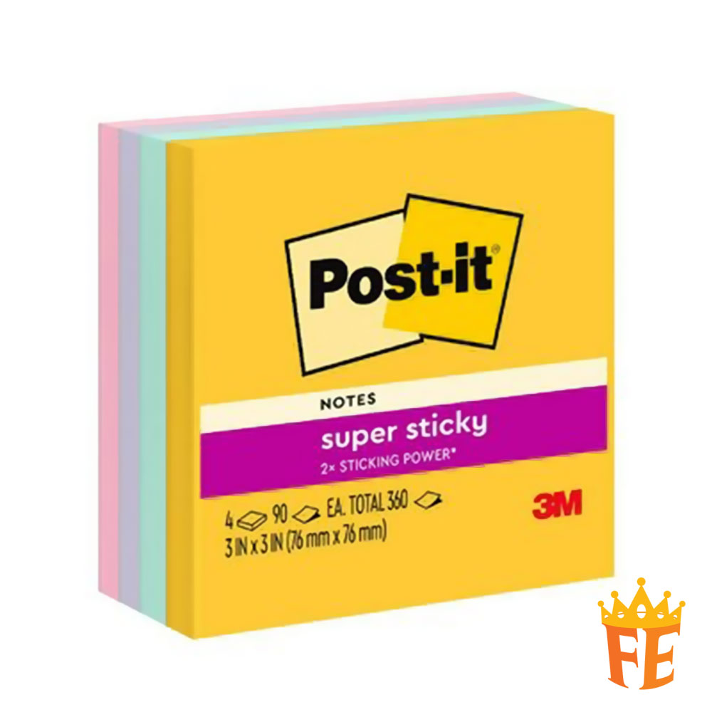 3M Post-It Super Sticky Cubes 654-4Sss 3" X 3"