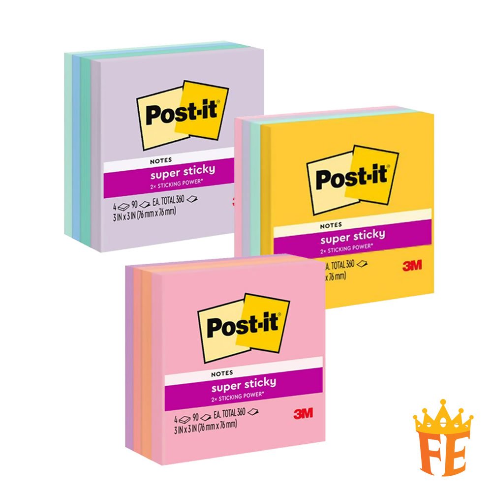 3M Post-It Super Sticky Cubes 654-4Sss 3" X 3"