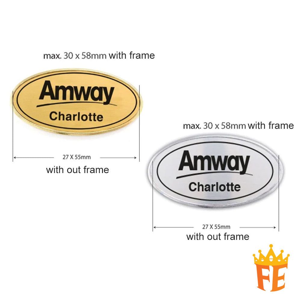 Engraved Oval Name Tag Model TAG6 27mm X 55mm