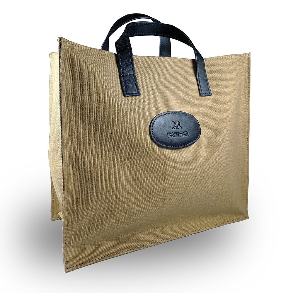 KASIYAR Premium Leather Canvas Bag (Large) KR-019