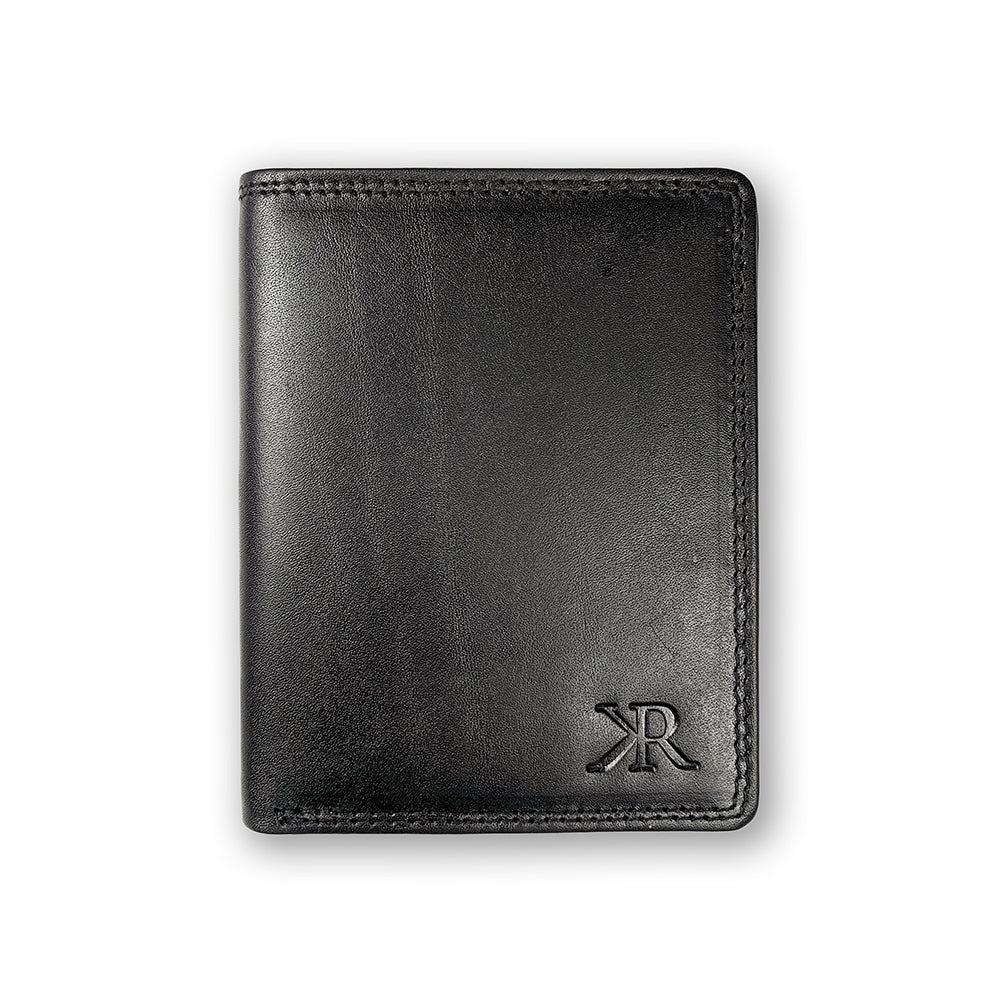 KASIYAR Premium Leather Card Case Bi Fold Black KR-010
