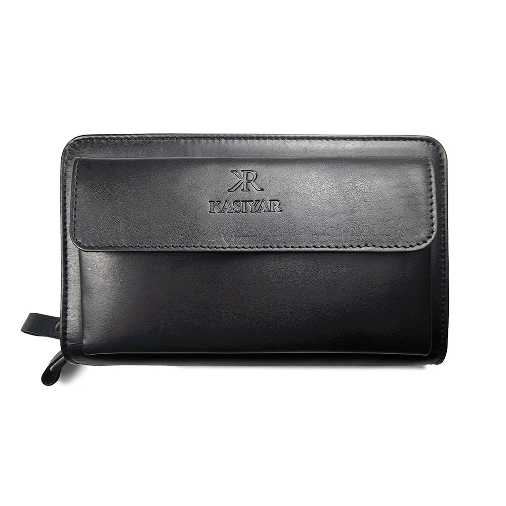 KASIYAR Premium Leather Clutch Wallet Black KR-015