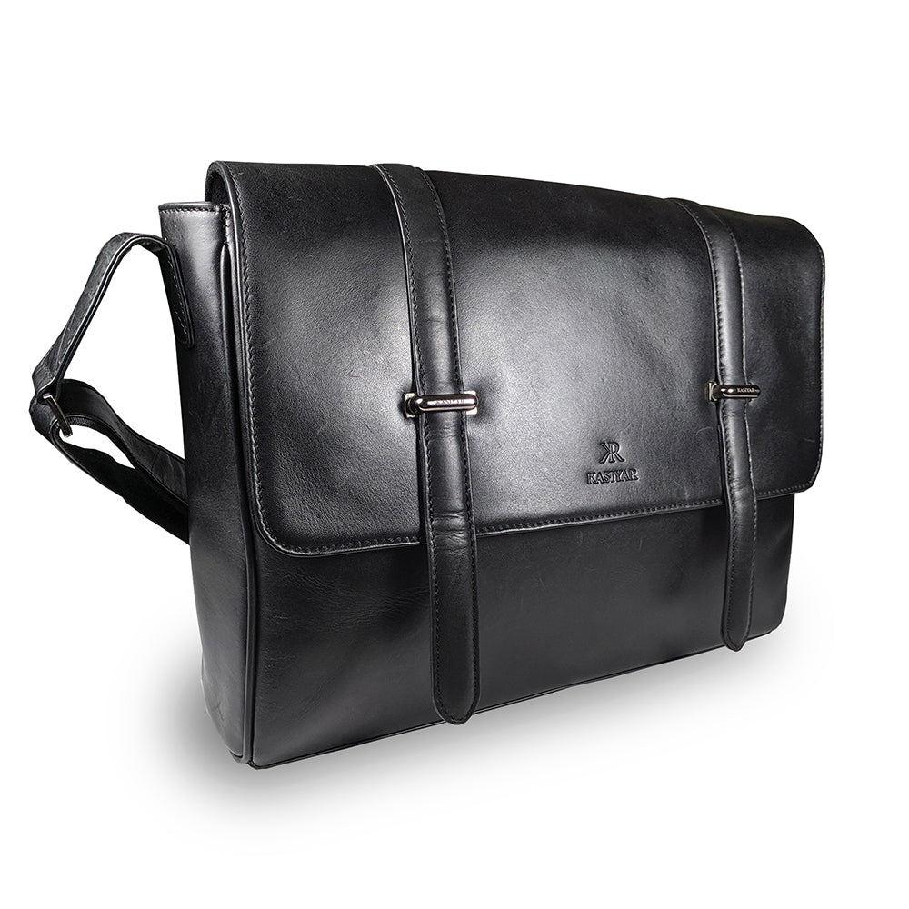 KASIYAR Premium Leather Messenger Executive Bag Black KR-001