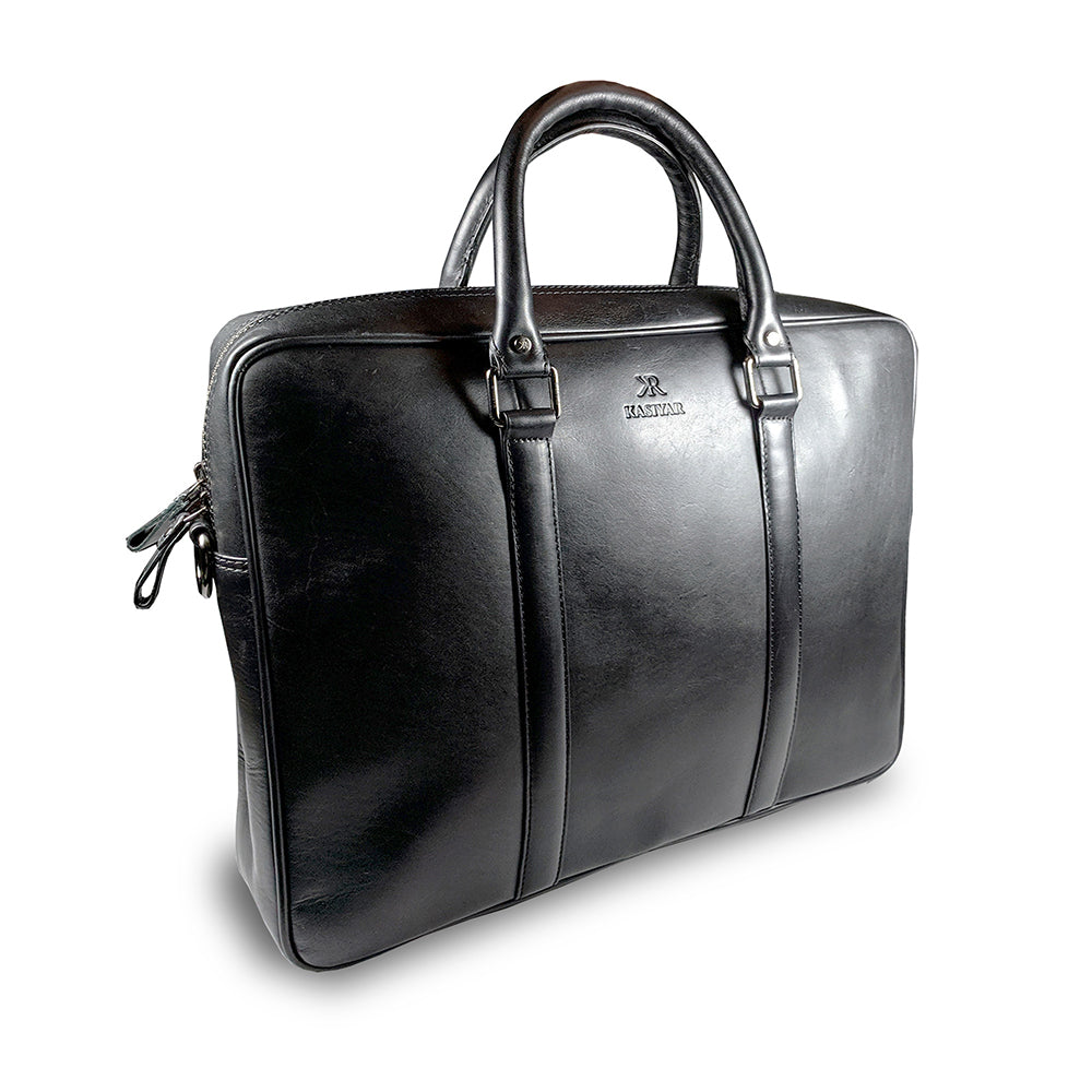 KASIYAR Premium Leather Office Executive Bag Black KR-001