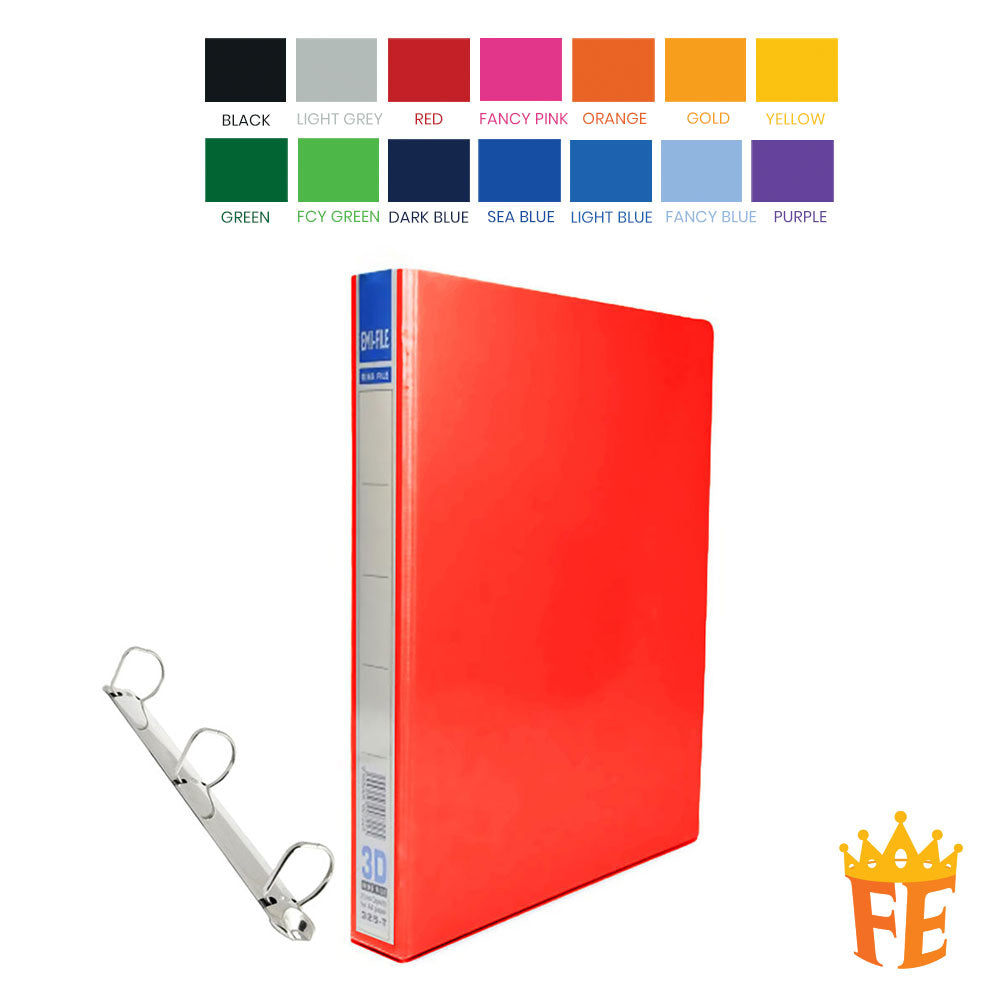 EMI Colour PVC File 2O / 2D / 3D / 4D Ring Binder With Transparency Cover 25 / 40 / 50 / 65 / 80mm A4 / A3