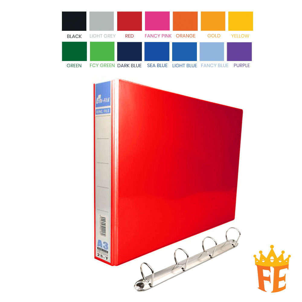 EMI Colour PVC File 2O / 2D / 3D / 4D Ring Binder With Transparency Cover 25 / 40 / 50 / 65 / 80mm A4 / A3