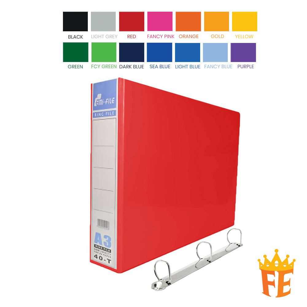 EMI Colour PVC File 2O / 2D / 3D / 4D Ring Binder With Transparency Cover 25 / 40 / 50 / 65 / 80mm A4 / A3