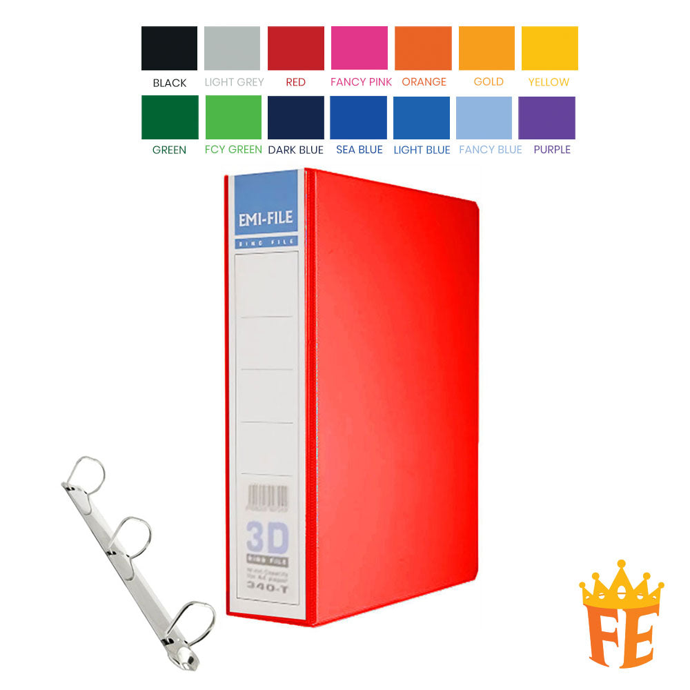 EMI Colour PVC File 2O / 2D / 3D / 4D Ring Binder With Transparency Cover 25 / 40 / 50 / 65 / 80mm A4 / A3