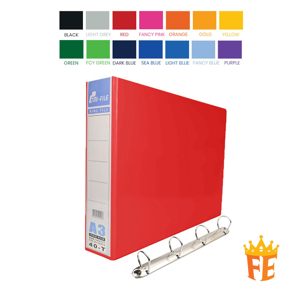 EMI Colour PVC File 2O / 2D / 3D / 4D Ring Binder With Transparency Cover 25 / 40 / 50 / 65 / 80mm A4 / A3