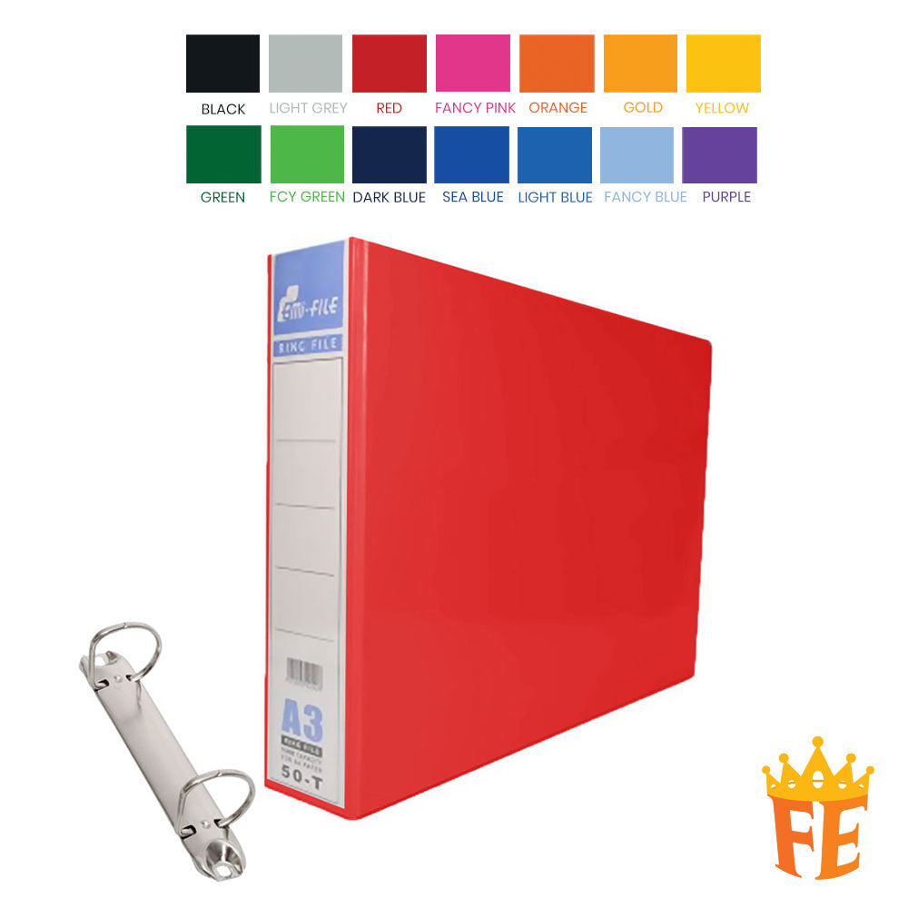 EMI Colour PVC File 2O / 2D / 3D / 4D Ring Binder With Transparency Cover 25 / 40 / 50 / 65 / 80mm A4 / A3