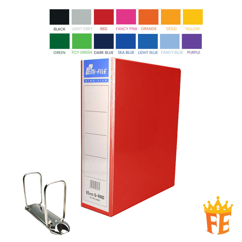 EMI Colour PVC File 2O / 2D / 3D / 4D Ring Binder With Transparency Cover 25 / 40 / 50 / 65 / 80mm A4 / A3