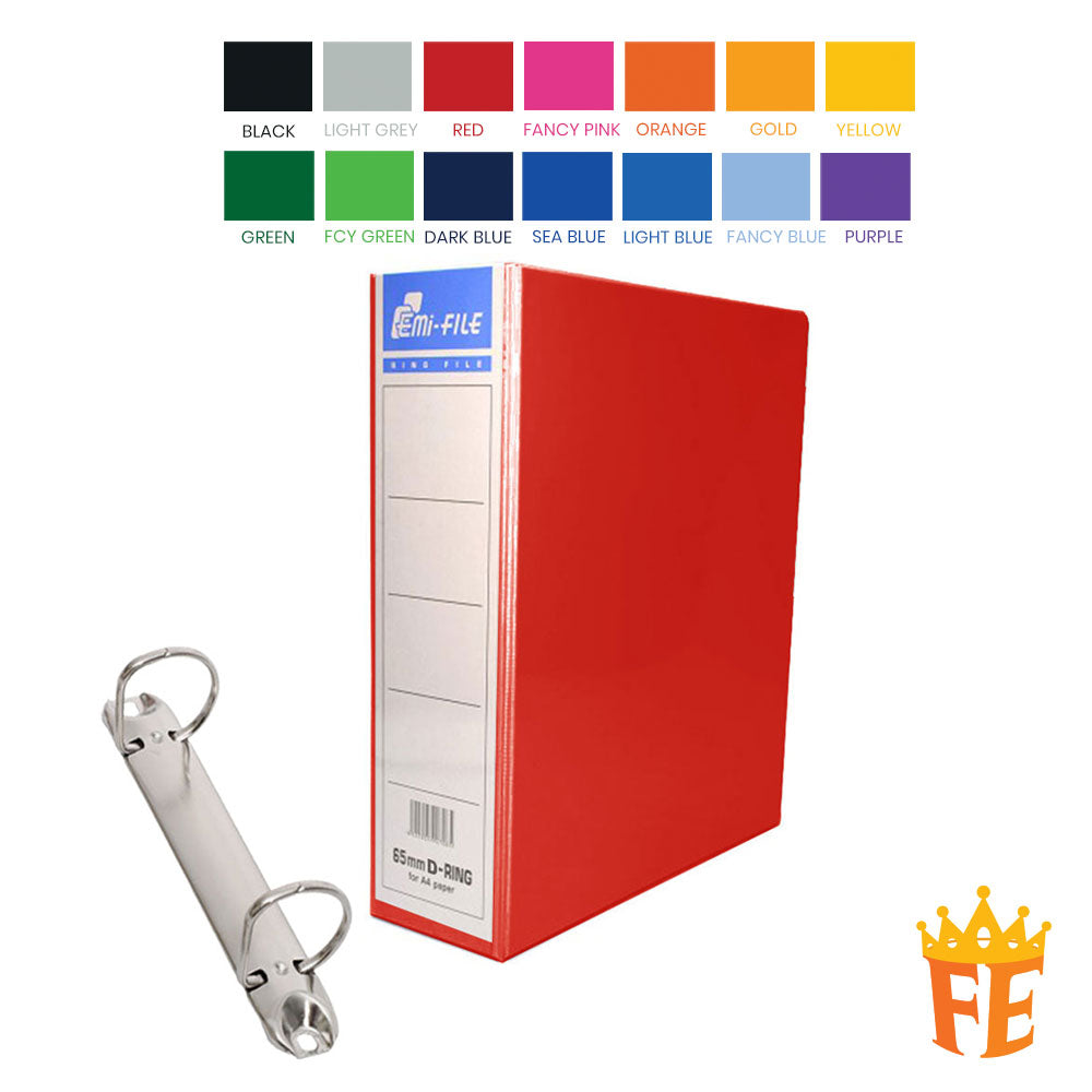 EMI Colour PVC File 2O / 2D / 3D / 4D Ring Binder With Transparency Cover 25 / 40 / 50 / 65 / 80mm A4 / A3