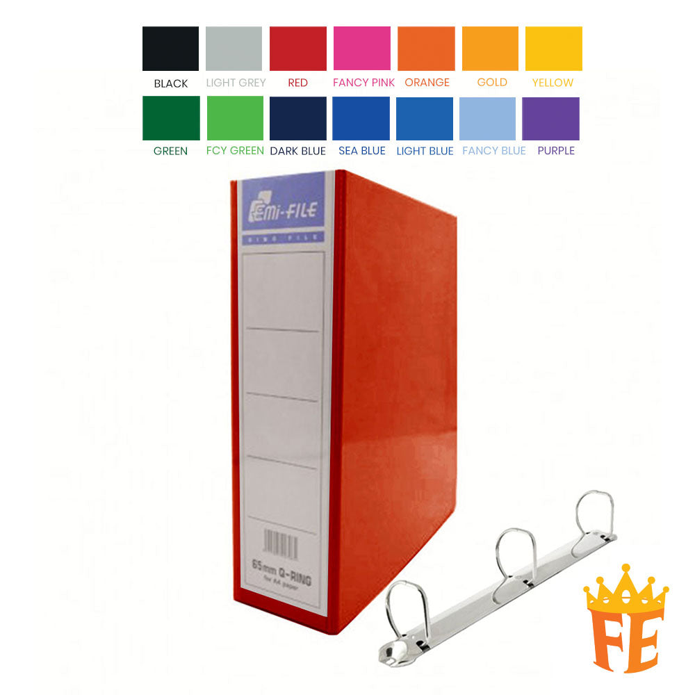 EMI Colour PVC File 2O / 2D / 3D / 4D Ring Binder With Transparency Cover 25 / 40 / 50 / 65 / 80mm A4 / A3