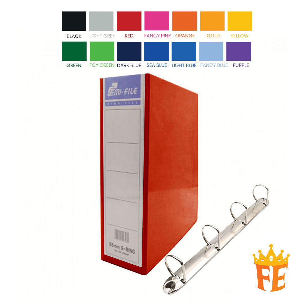 EMI Colour PVC File 2O / 2D / 3D / 4D Ring Binder With Transparency Cover 25 / 40 / 50 / 65 / 80mm A4 / A3