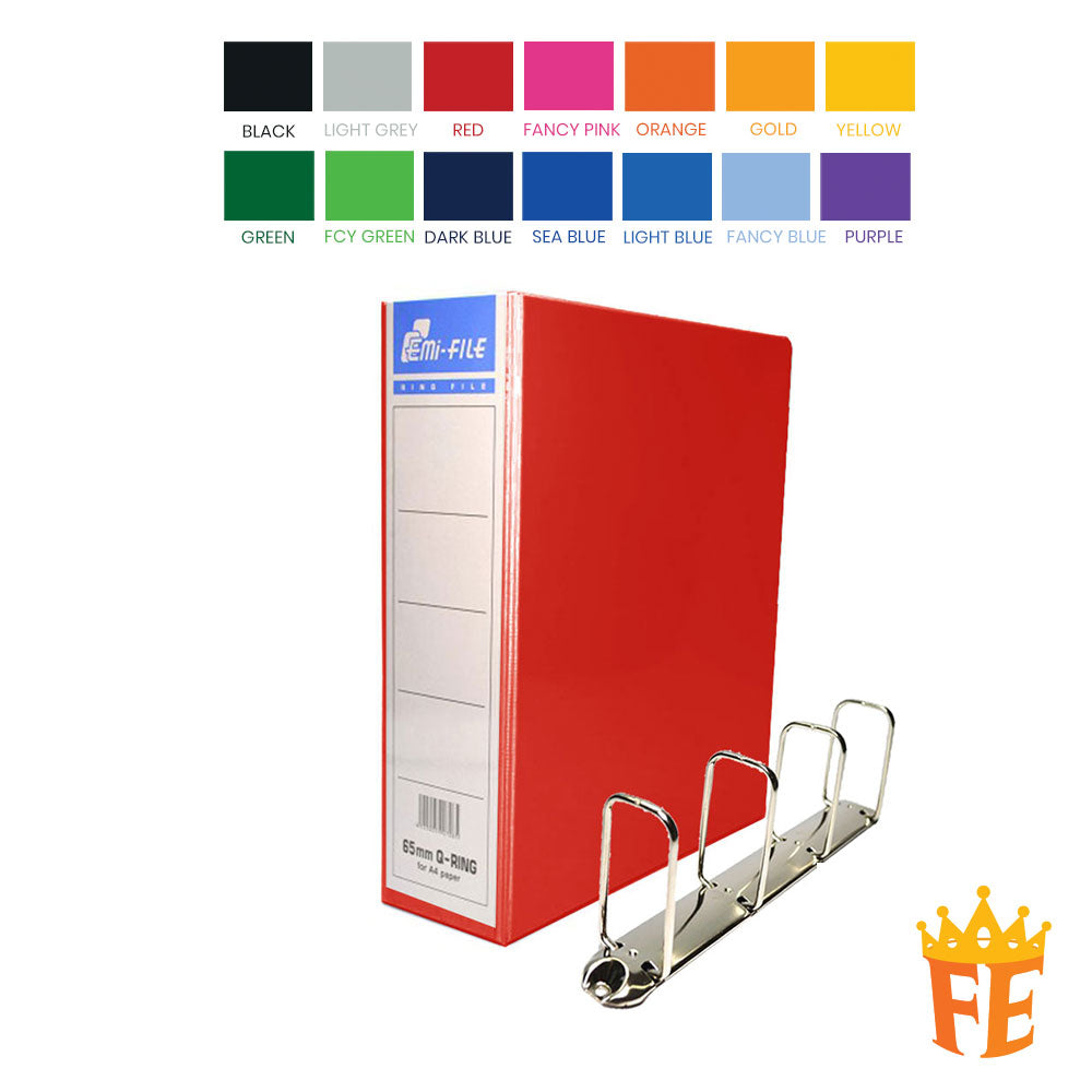 EMI Colour PVC File 2O / 2D / 3D / 4D Ring Binder With Transparency Cover 25 / 40 / 50 / 65 / 80mm A4 / A3