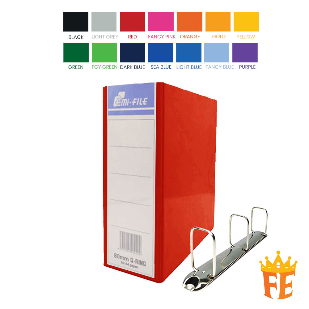 EMI Colour PVC File 2O / 2D / 3D / 4D Ring Binder With Transparency Cover 25 / 40 / 50 / 65 / 80mm A4 / A3