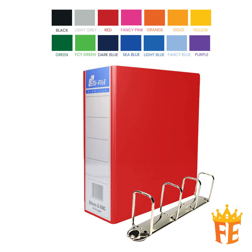 EMI Colour PVC File 2O / 2D / 3D / 4D Ring Binder With Transparency Cover 25 / 40 / 50 / 65 / 80mm A4 / A3