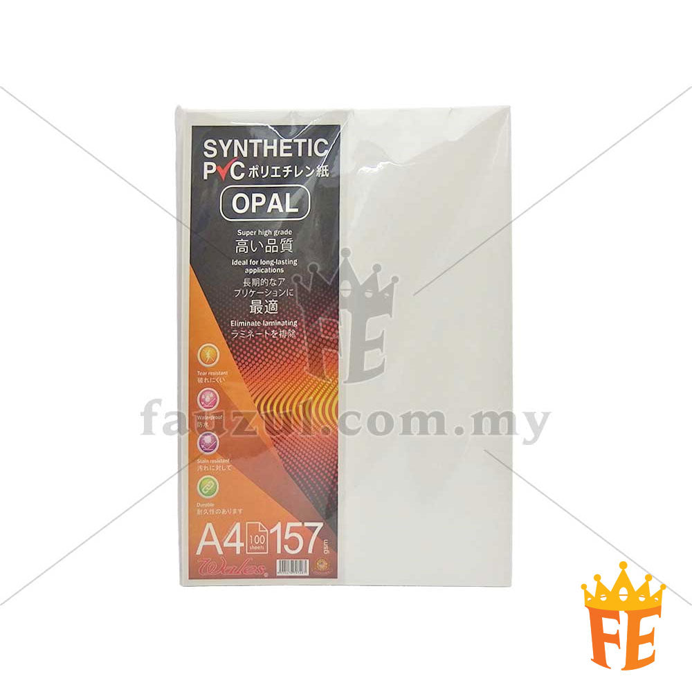 A4 Synthetic PVC Sheets Opal 157gm 100 Sheets