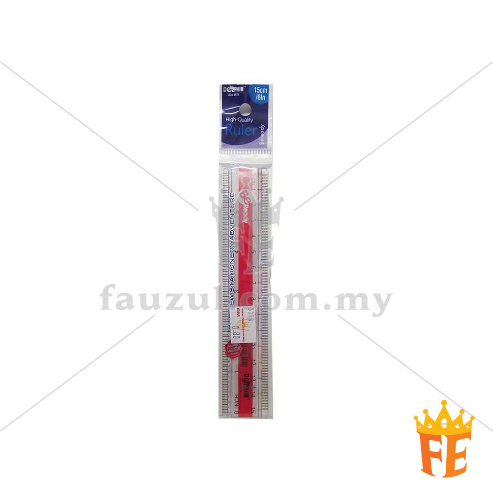 Dolphin Colour Ruler Flexible 6inch