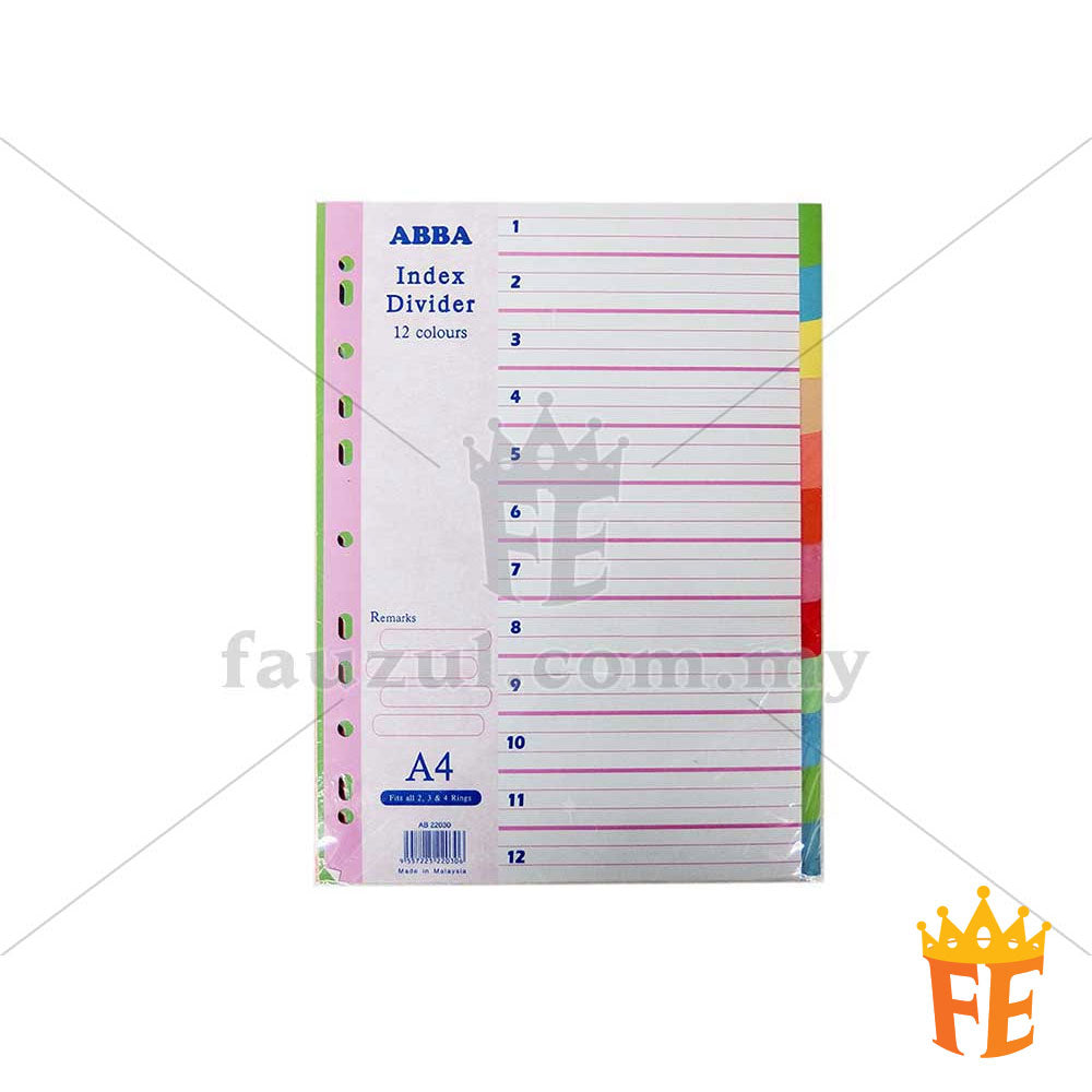 Index Divider 12 Colours 5 Sets