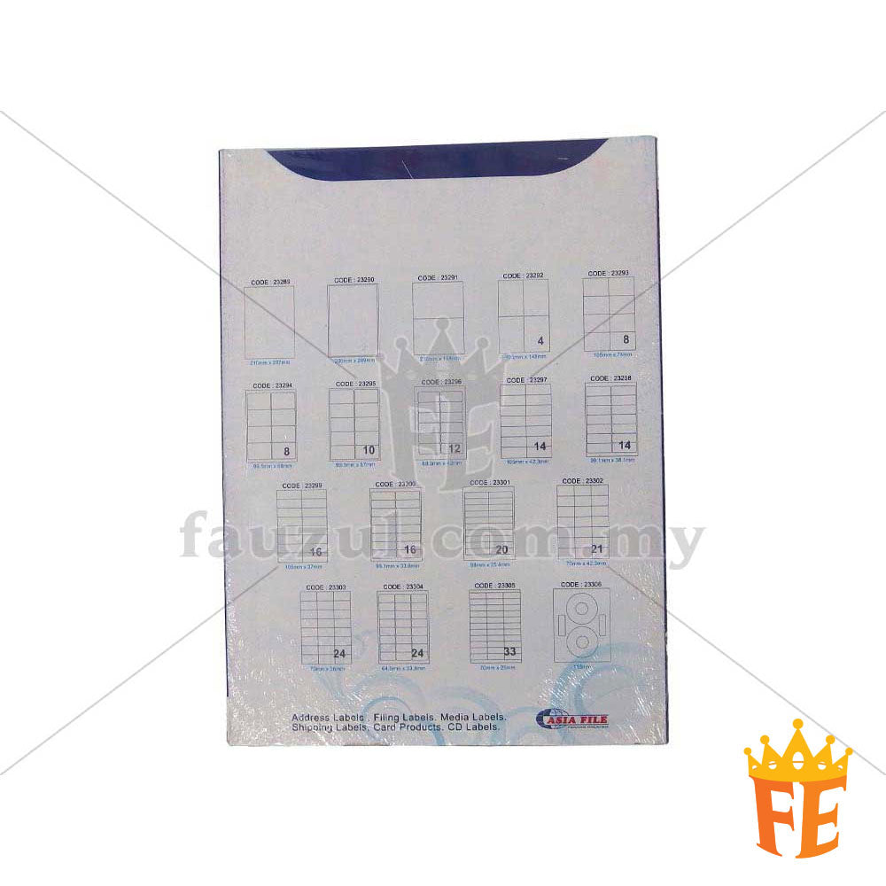 Abba Label A4 100 Sheets Per Pack All Size