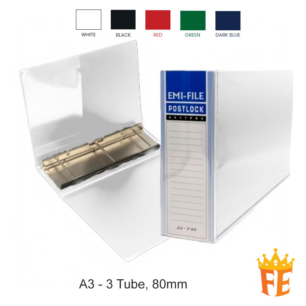 EMI Post Lock File / Tube File 100mm / 80mm / 50mm , 2 Tube / 3 Tube / 4 Tube / A4 / A3 All Colour