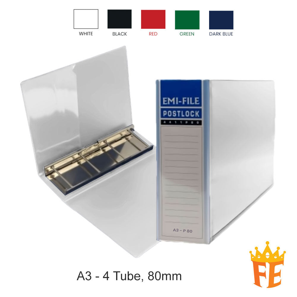 EMI Post Lock File / Tube File 100mm / 80mm / 50mm , 2 Tube / 3 Tube / 4 Tube / A4 / A3 All Colour