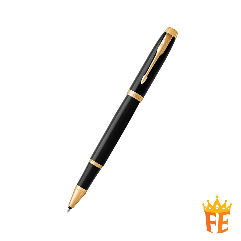 Parker IM Black Lacquer Gold Trim Rollerball / Ballpoint Pen