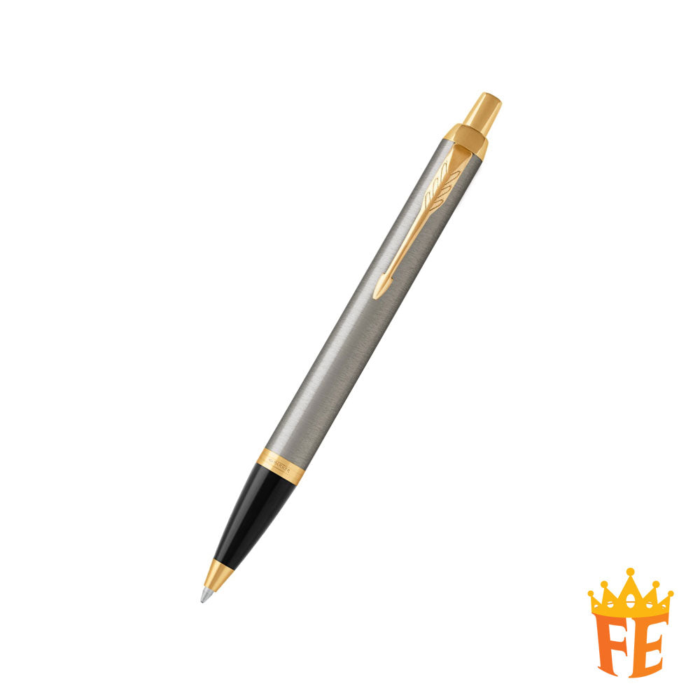 Parker IM Brushed Metal Gold Trim Rollerball / Ballpoint Pen