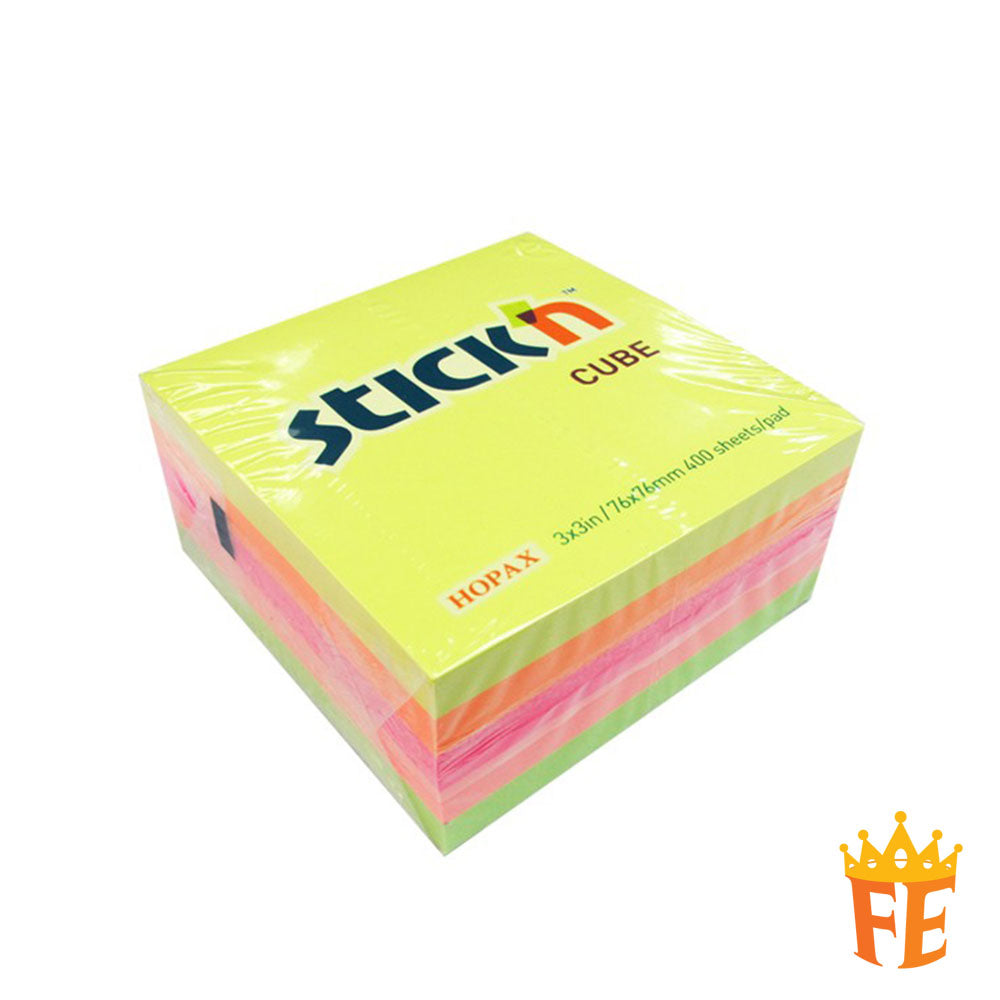Hopax Pastel & Neon Sticky Notes Cube 2" X 2" / 3" X 3"