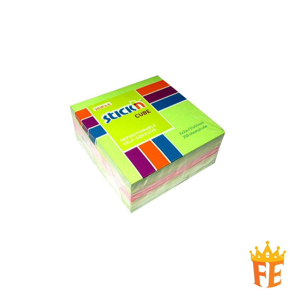 Hopax Pastel & Neon Sticky Notes Cube 2" X 2" / 3" X 3"