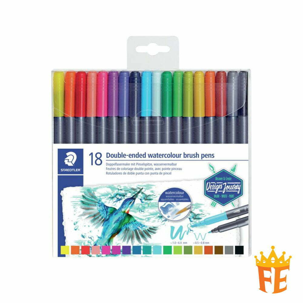 Staedtler Double Ended Watercolour Brush Pens 18 / 36 Colours